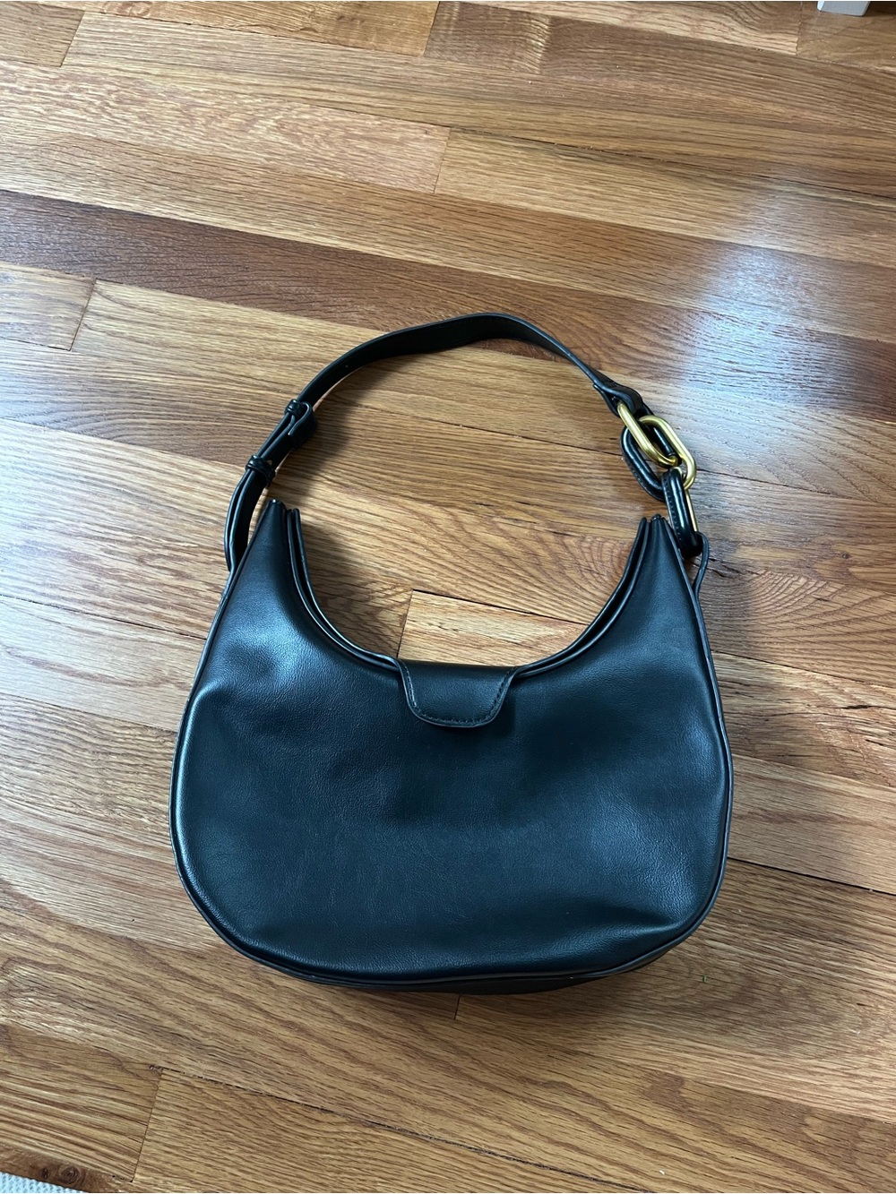 Madison West Black Leather Shoulder Bag